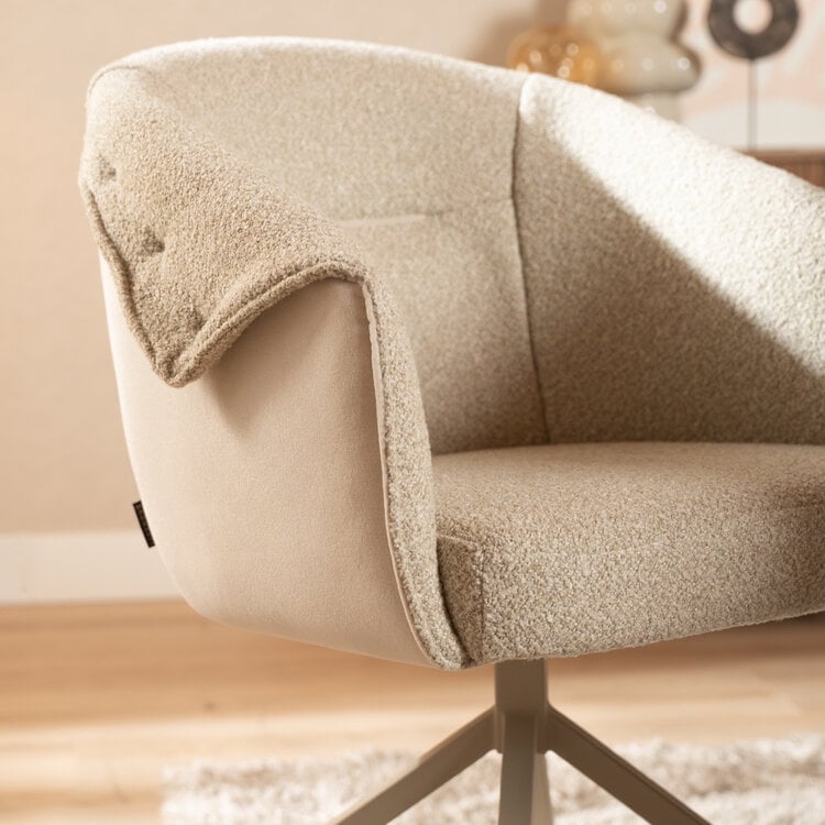 Eetkamerstoel Riley draaibaar bouclé taupe