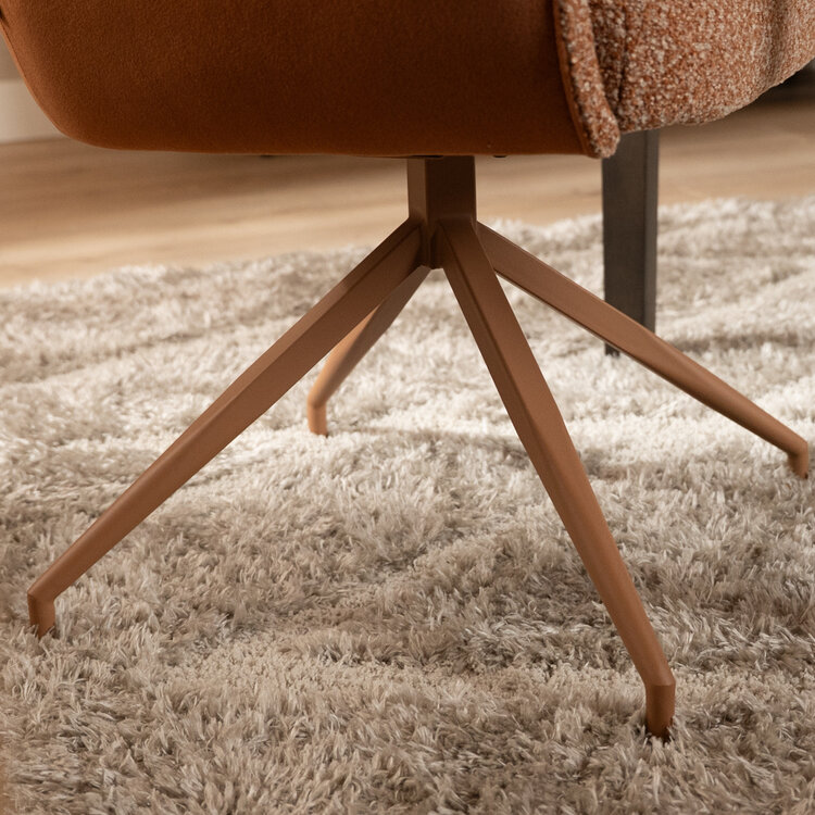 Eetkamerstoel Riley draaibaar bouclé terracotta