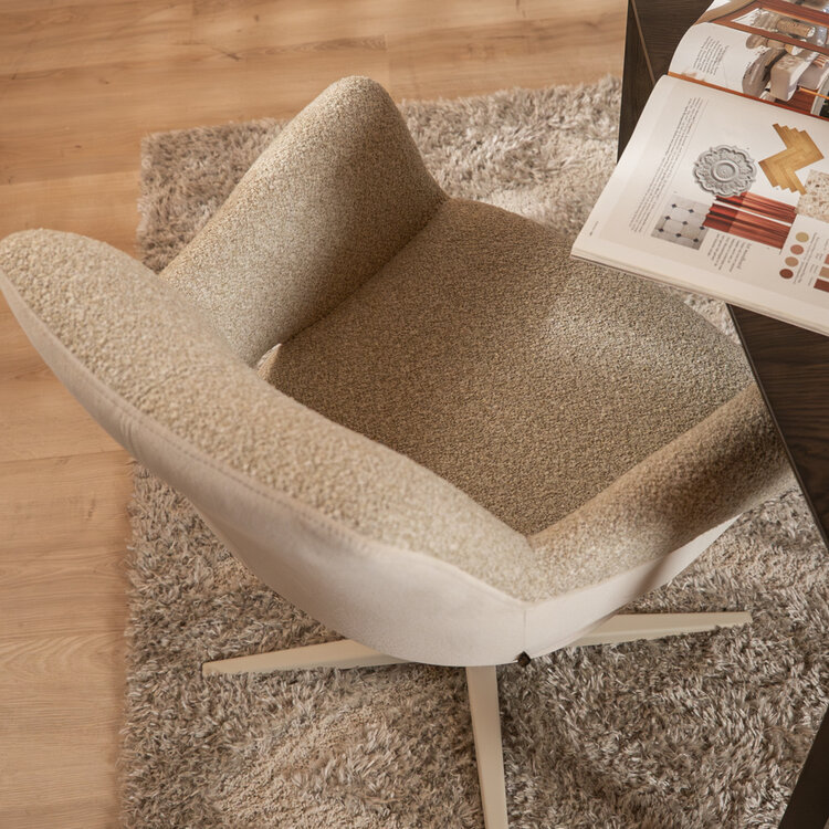 Eetkamerstoel Jules draaibaar bouclé taupe