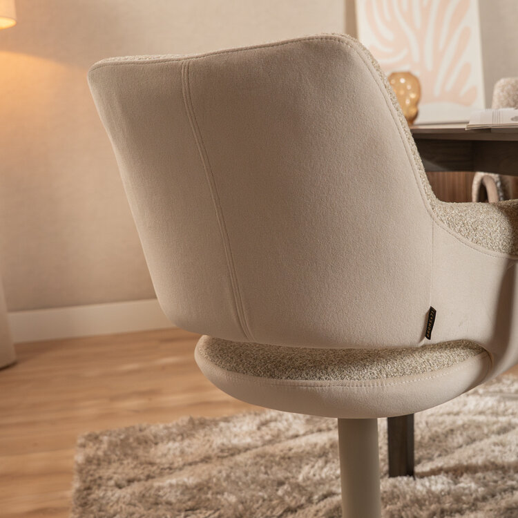Eetkamerstoel Jules draaibaar bouclé taupe