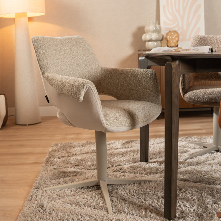 Eetkamerstoel Jules draaibaar bouclé taupe