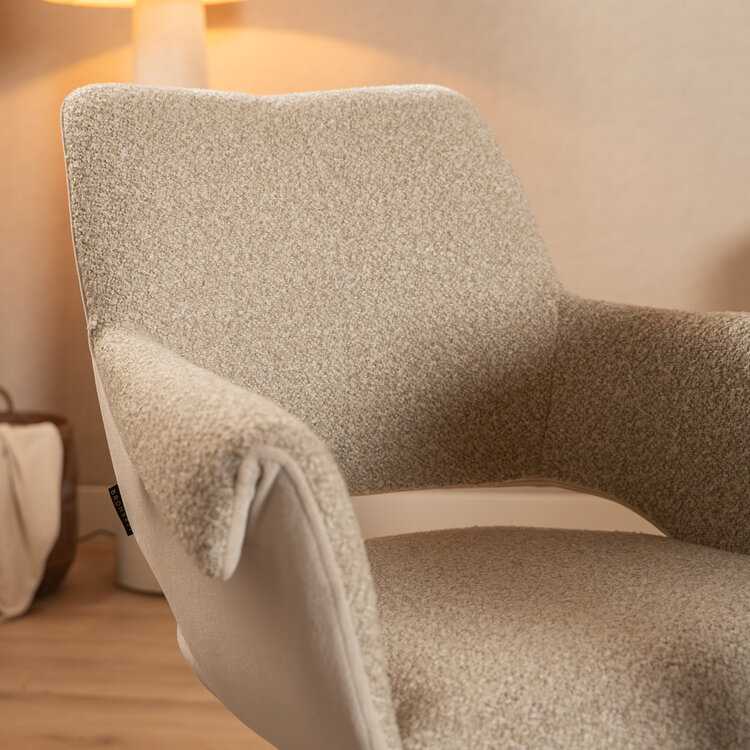 Eetkamerstoel Jules draaibaar bouclé taupe