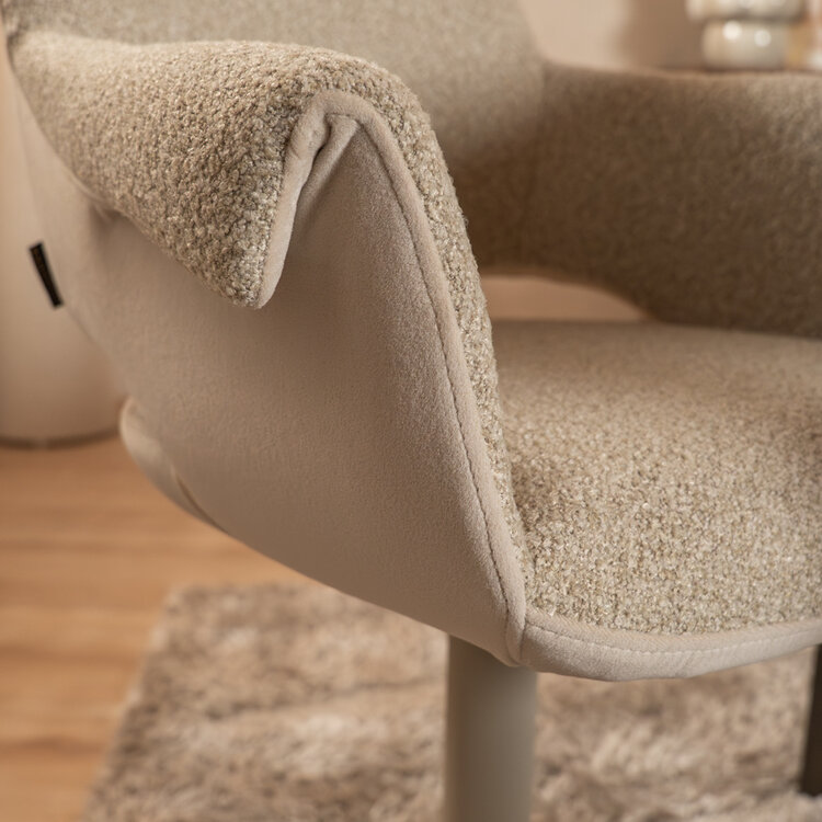 Eetkamerstoel Jules draaibaar bouclé taupe