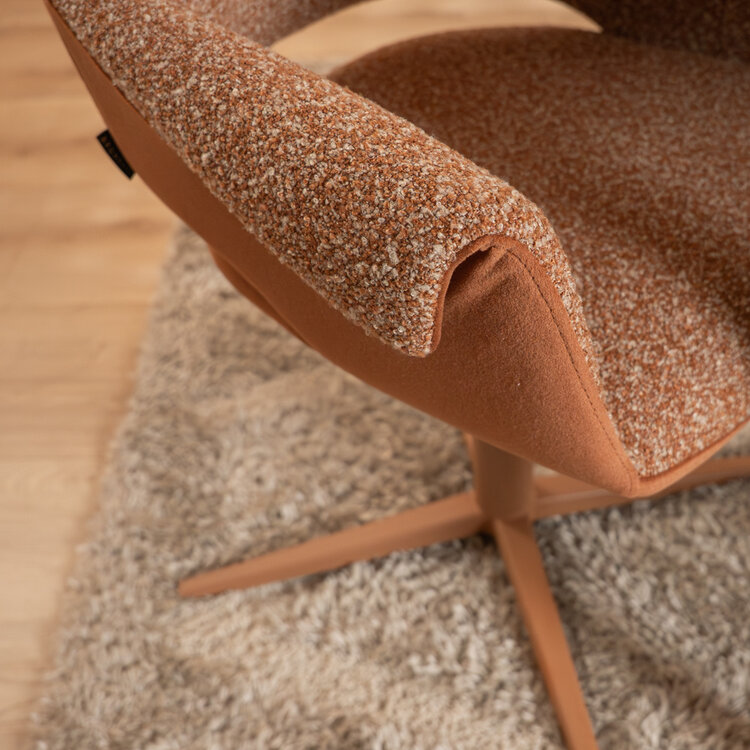 Eetkamerstoel Jules draaibaar bouclé terracotta