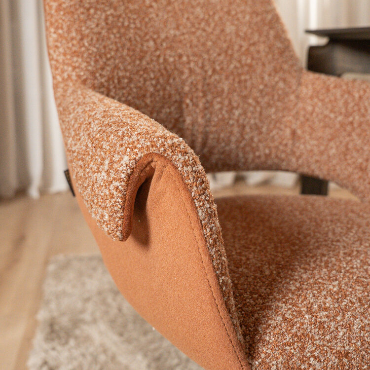 Eetkamerstoel Jules draaibaar bouclé terracotta