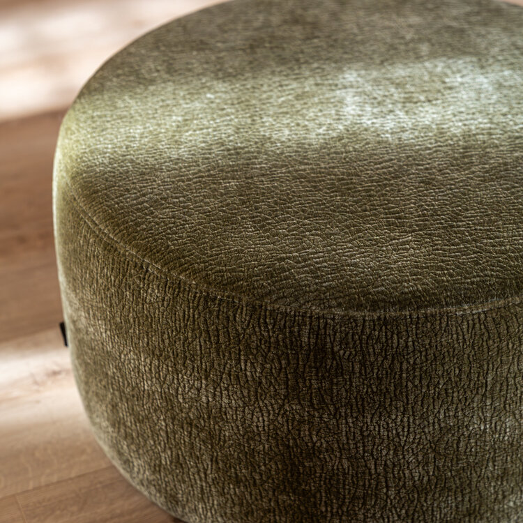 Poef Chloe rond chenille groen ø70 cm