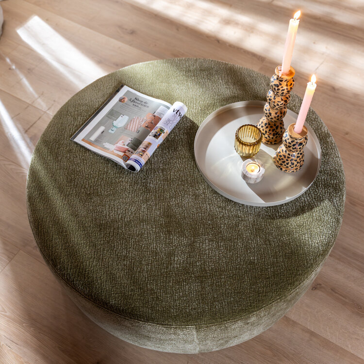 Poef Chloe rond chenille groen ø100 cm