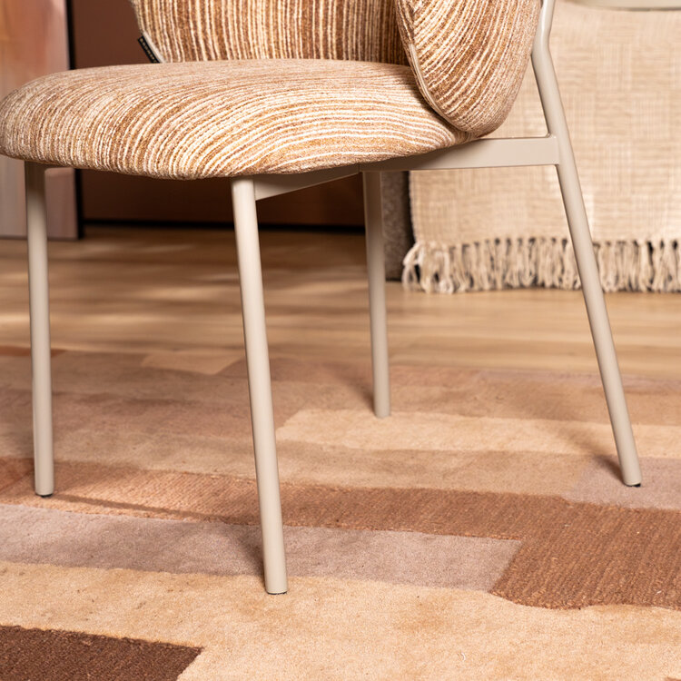 Eetkamerstoel Milo chenille beige/pink