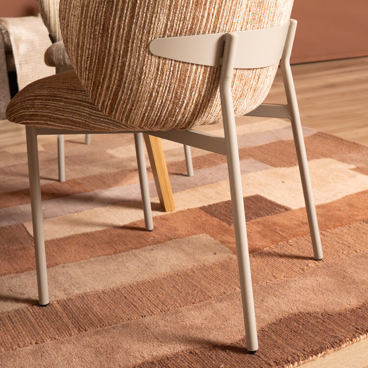 Eetkamerstoel Milo chenille beige/pink