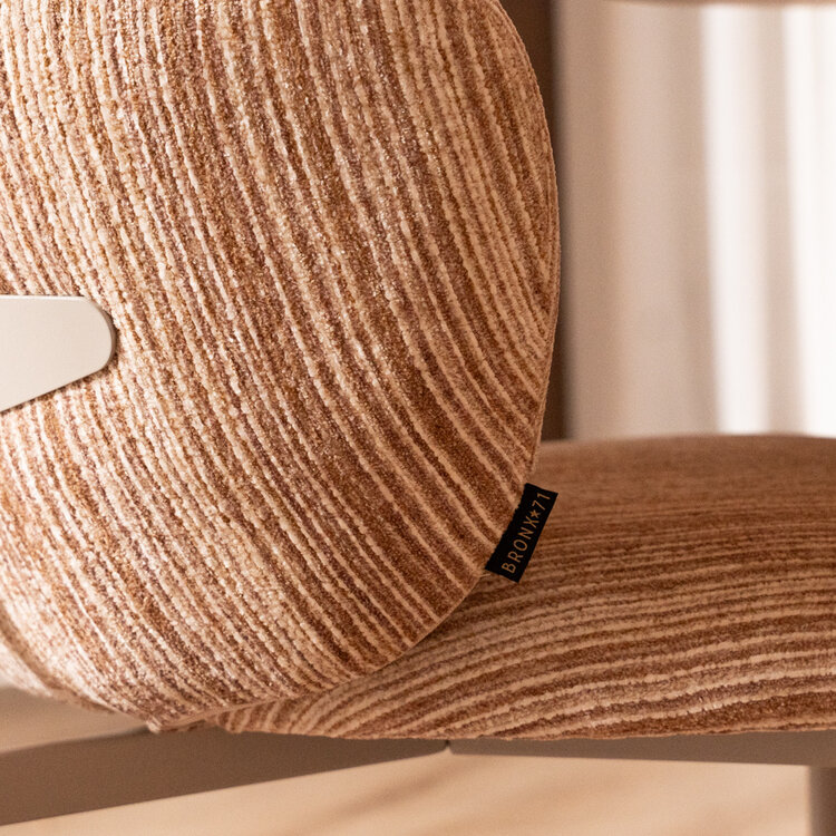 Eetkamerstoel Milo chenille beige/pink