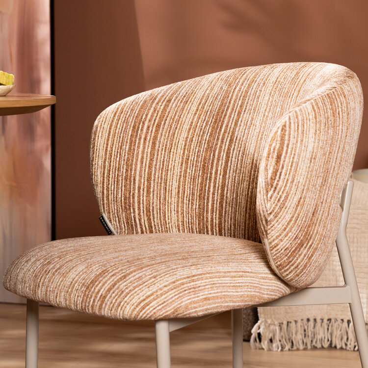 Eetkamerstoel Milo chenille beige/pink