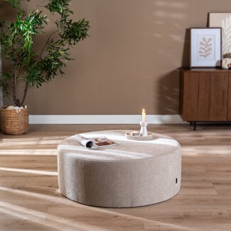 Poef Blair rond chenille beige ø100 cm