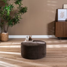 Poef Blair rond chenille bruin ø70 cm