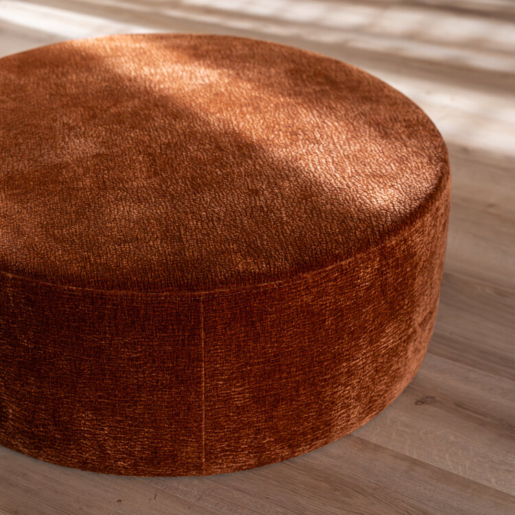 Poef Chloe rond chenille terracotta ø100 cm