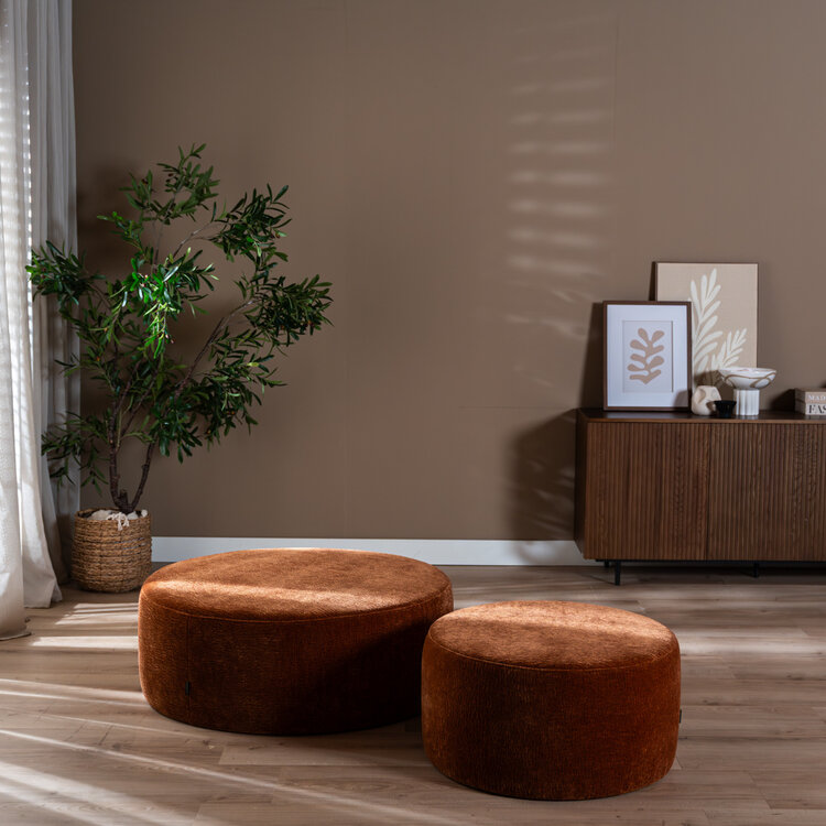 Poef Chloe rond chenille terracotta ø100 cm