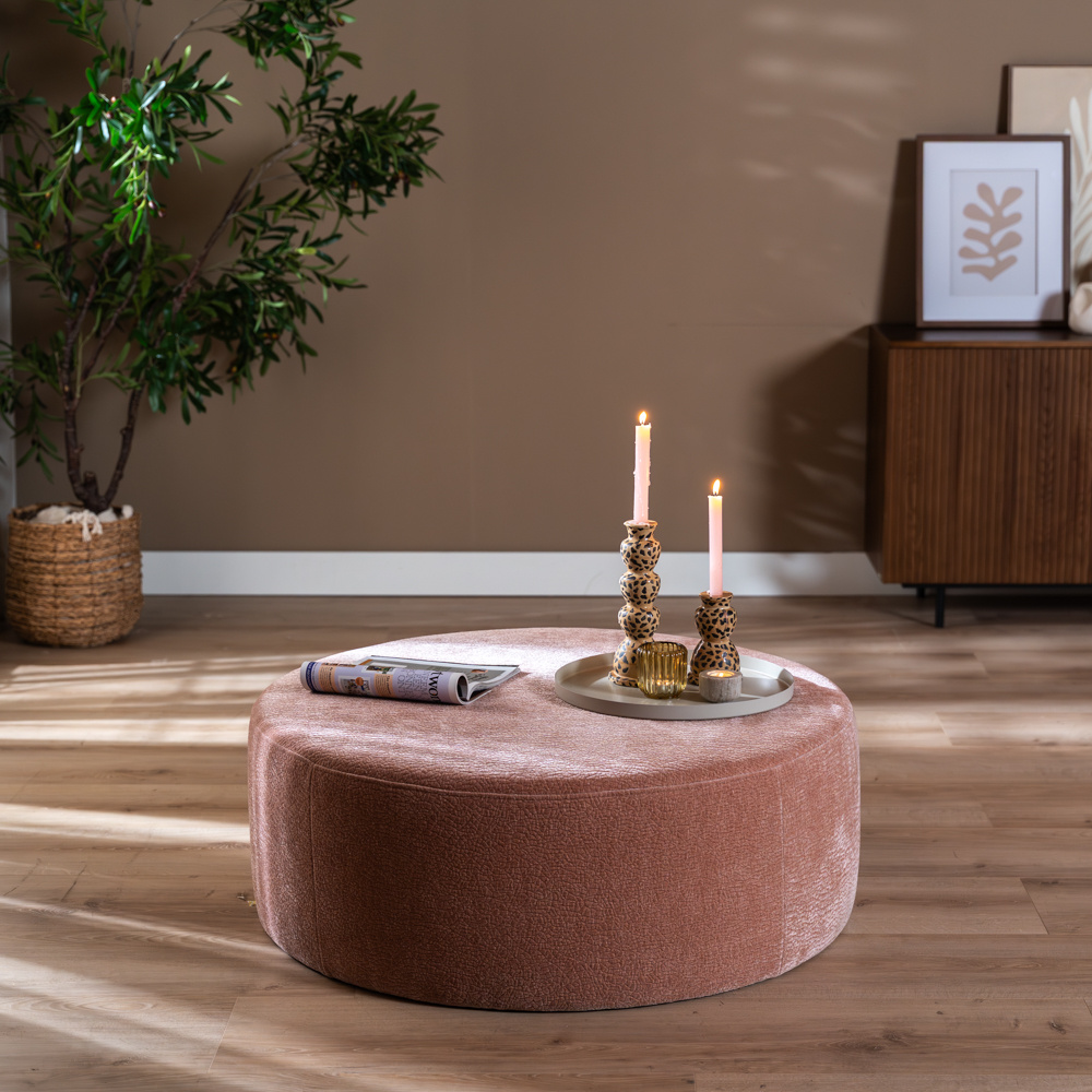 Poef Chloe rond chenille roze ø100 cm