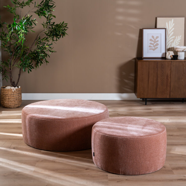 Poef Chloe rond chenille roze ø100 cm