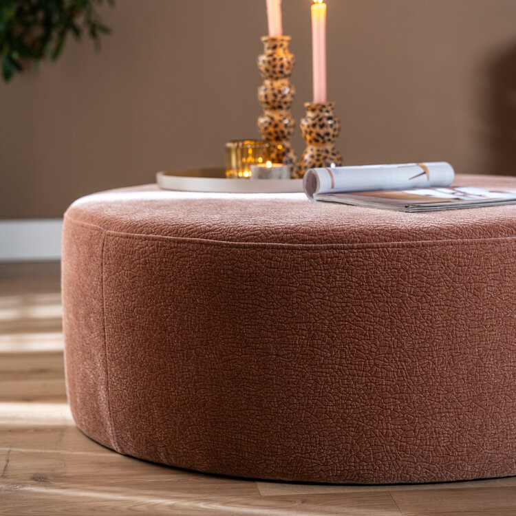 Poef Chloe rond chenille roze ø100 cm