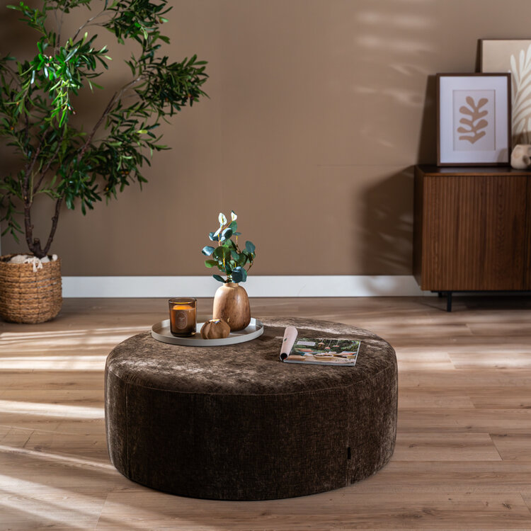 Poef Elle rond chenille mocha ø100 cm