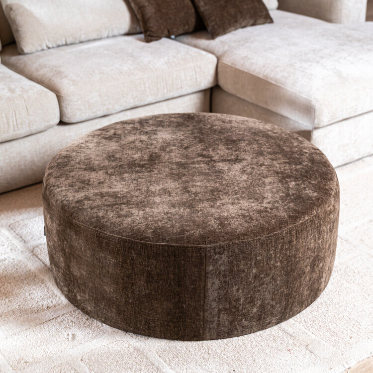 Poef Elle rond chenille mocha ø100 cm