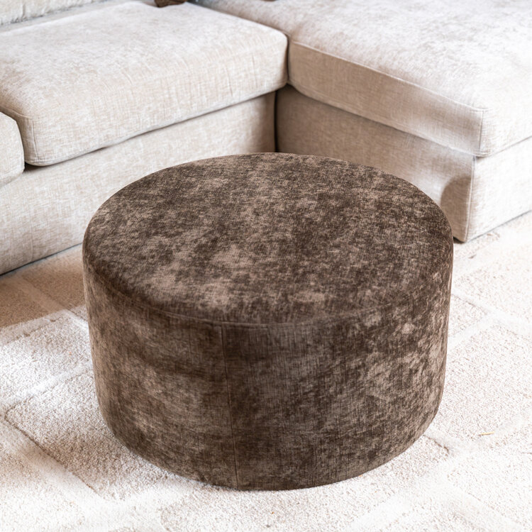 Poef Elle rond chenille mocha ø70 cm