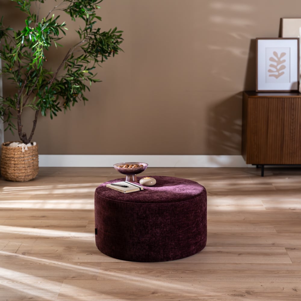 Poef Elle rond chenille paars ø70 cm