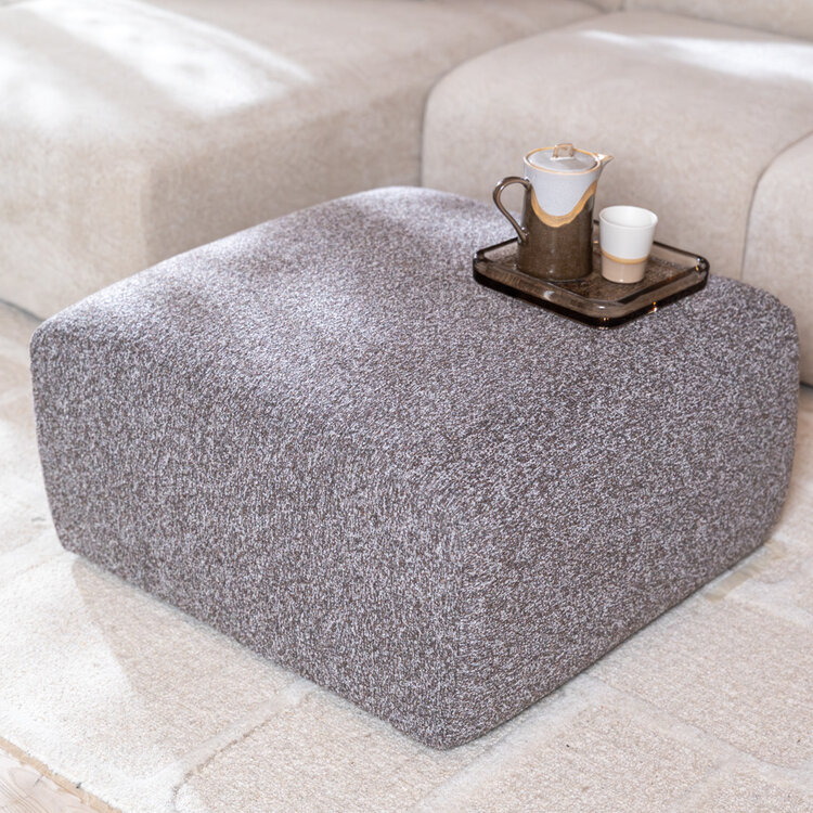 Hocker Maine bouclé stof bruin/grijs