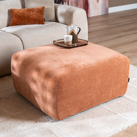 Hocker Maine gemêleerde stof terracotta