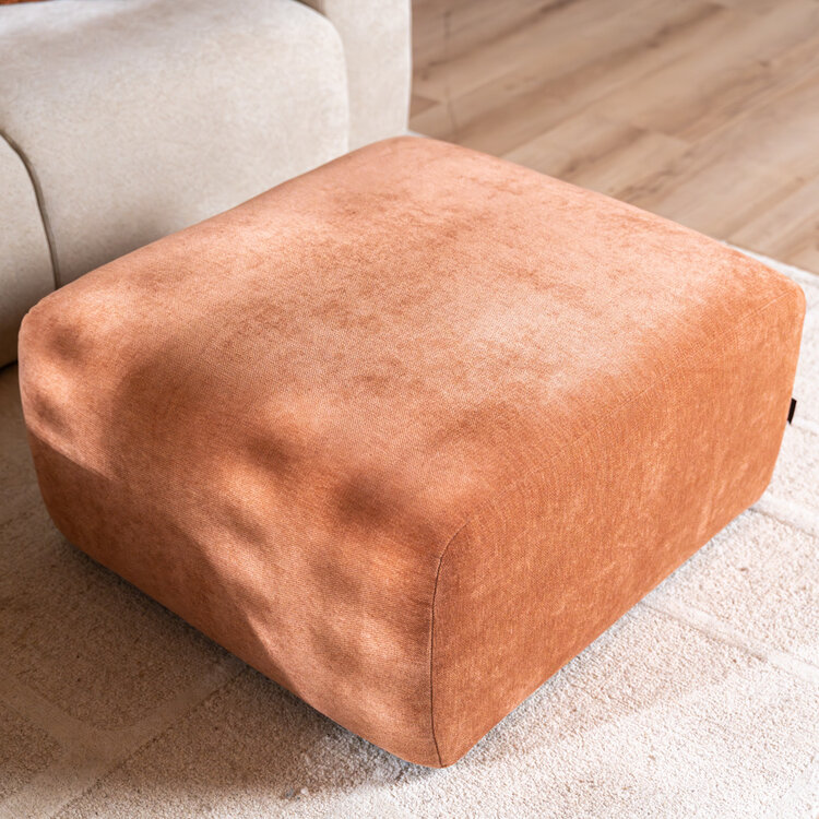 Hocker Maine gemêleerde stof terracotta