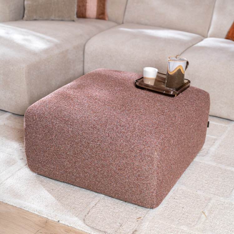 Hocker Maine bouclé stof rood/roze