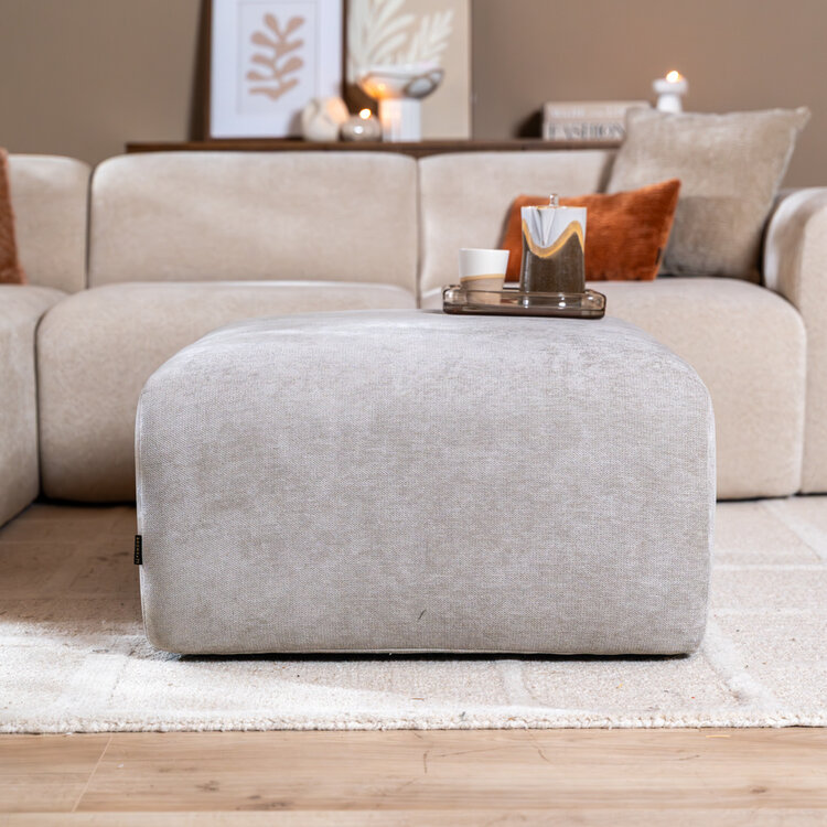 Hocker Maine gemêleerde stof taupe