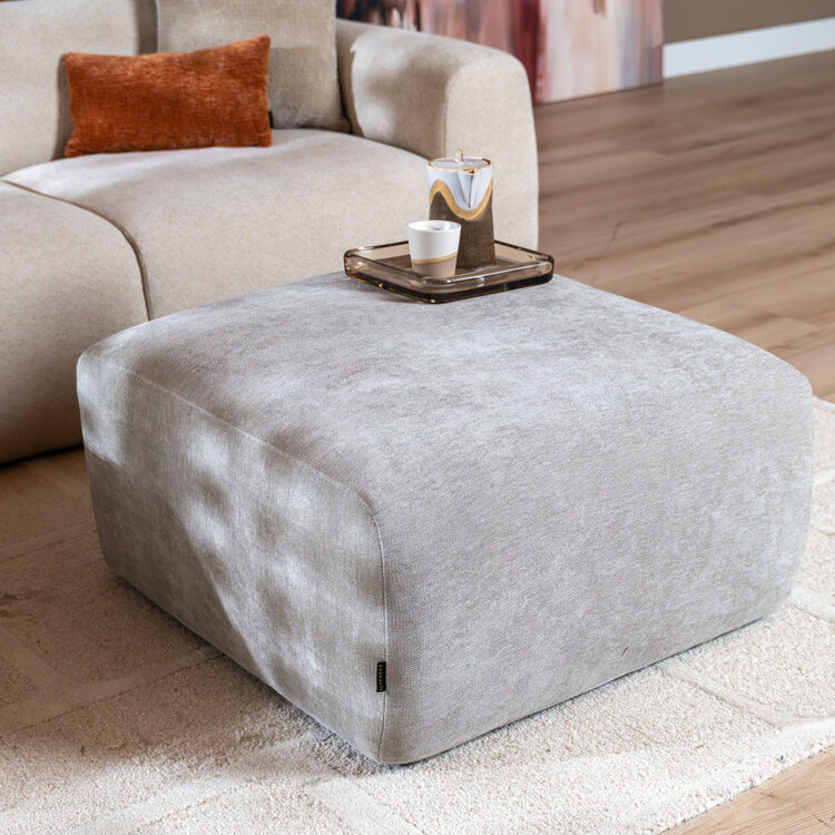 Hocker Maine gemêleerde stof taupe