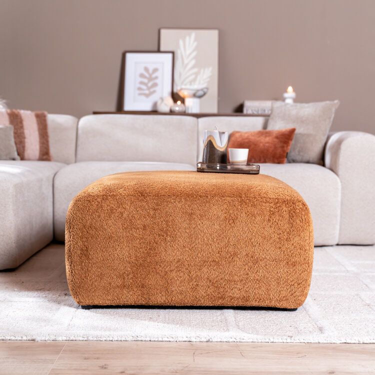 Hocker Maine bouclé stof terracotta