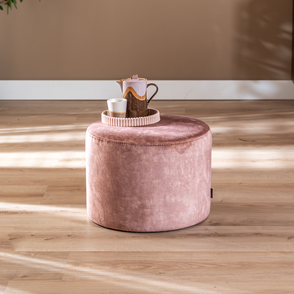 Poef Juna chenille stof roze