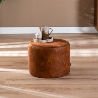 Eco-leren poef Kyla cognac