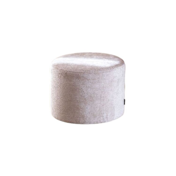 Poef Juna chenille stof wit/beige