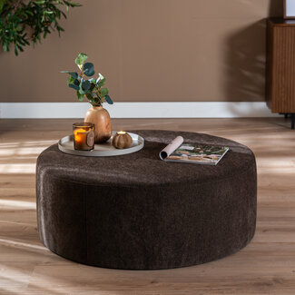 Poef Blair rond chenille bruin ø100 cm