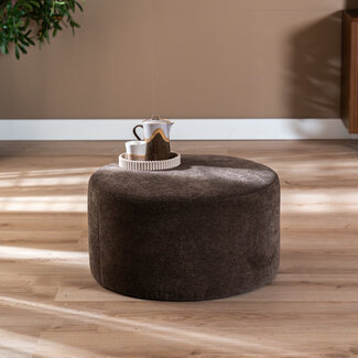Poef Blair rond chenille bruin ø70 cm
