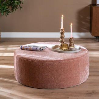 Poef Chloe rond chenille roze ø100 cm
