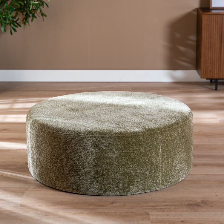 Poef Chloe rond chenille groen ø100 cm