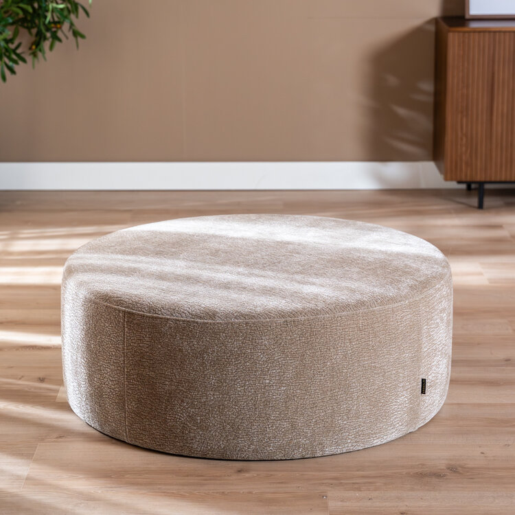 Poef Chloe rond chenille taupe ø100 cm