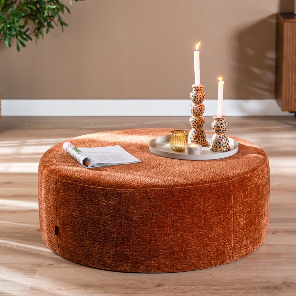 Poef Chloe rond chenille terracotta ø100 cm