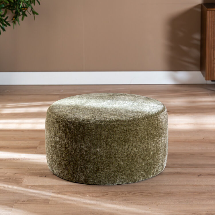 Poef Chloe rond chenille groen ø70 cm