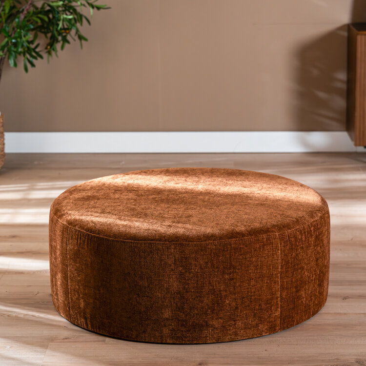 Poef Elle rond chenille koper ø100 cm