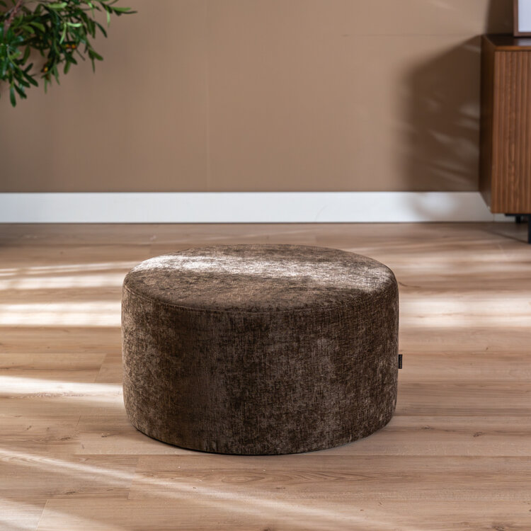 Poef Elle rond chenille mocha ø70 cm