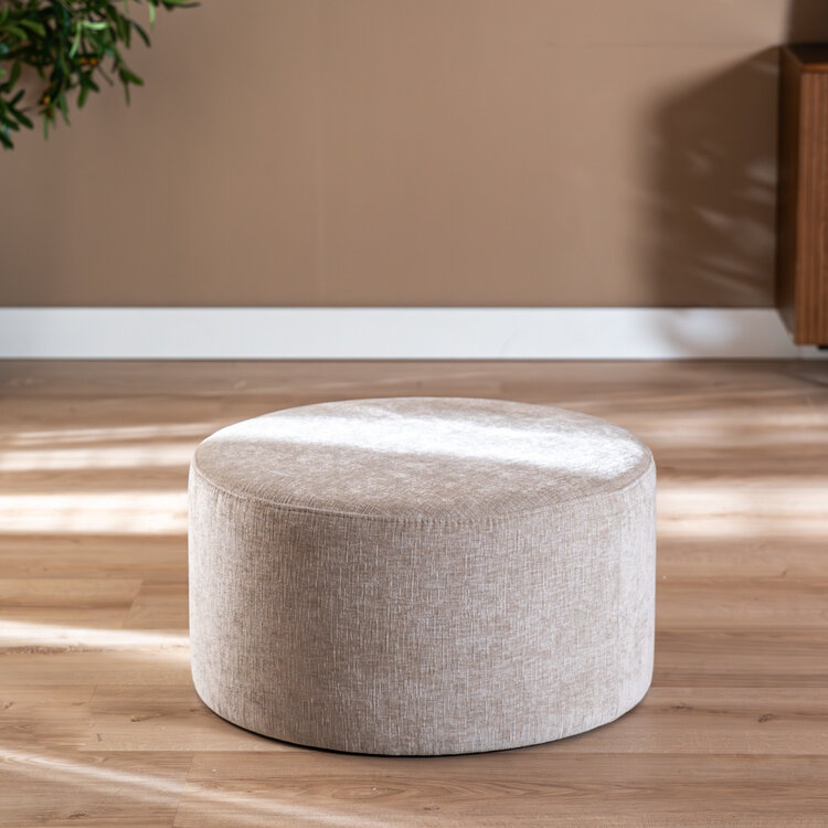 Poef Elle rond chenille sand ø70 cm