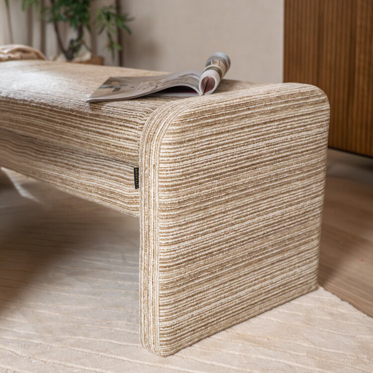 Eetkamerbank Ravi chenille beige/taupe 160 cm