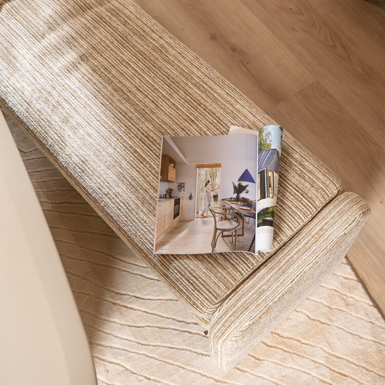 Eetkamerbank Ravi chenille beige/taupe 160 cm