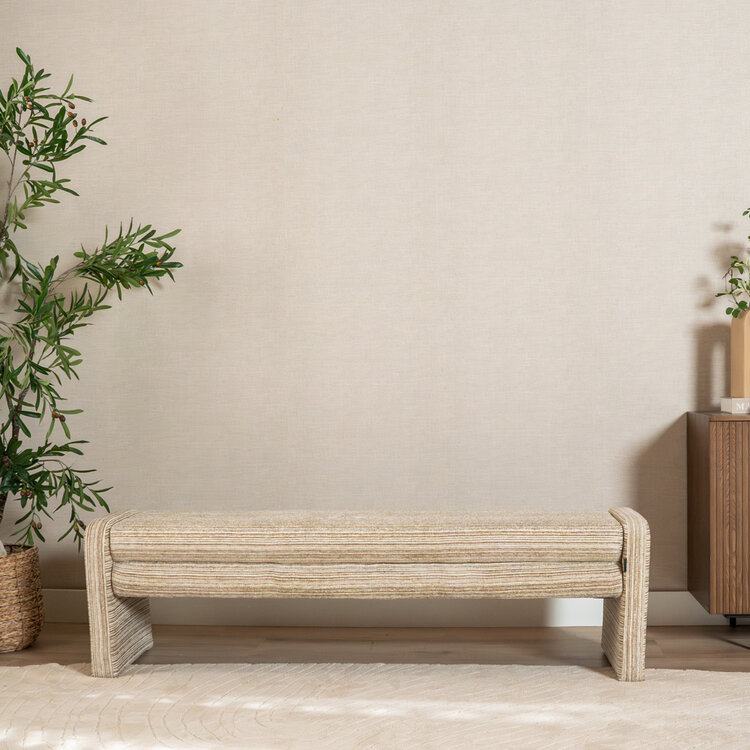 Eetkamerbank Ravi chenille beige/taupe 160 cm