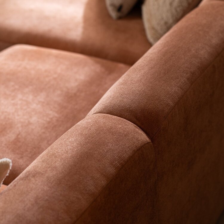 Hoekbank Maine XL gemêleerde stof terracotta links